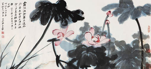 书画图文-书画作品赏析--张大千精品《水殿荷香》