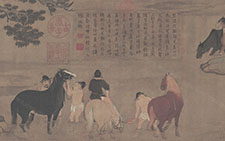 书画高清-浴马图 赵孟頫 元代 绢本 28.1x155.5 (2)